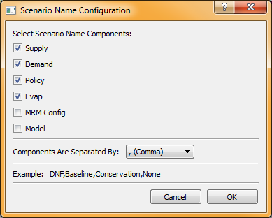 Scenario Name Configuration Dialog